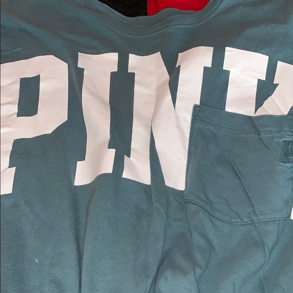 Green Long Sleeve Pink Brand Shirt
